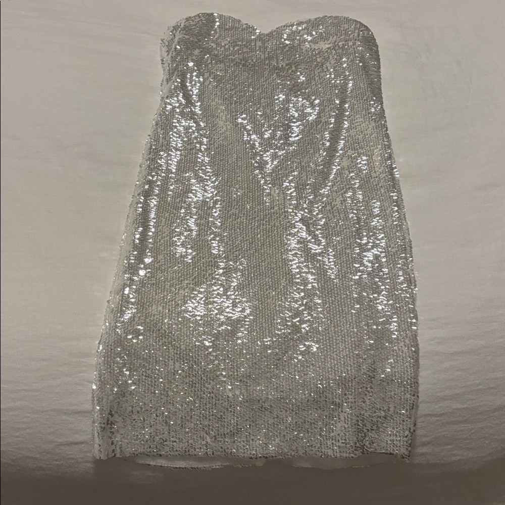 NWT 12th Tribe Strapless White Sequin Dress